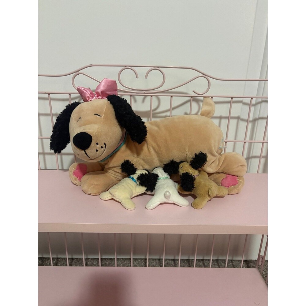 Manhattan toy nursing nana dog with 3 magnetic puppies (no tush tags)